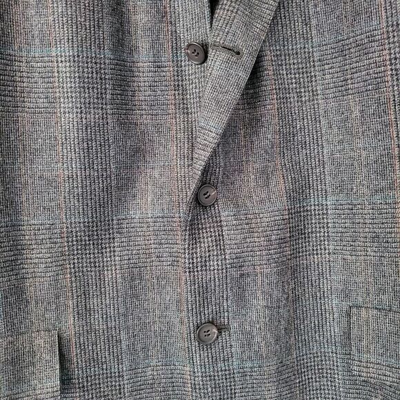 Vintage Southwick Roderick St. John's wool blazer jacket gray plaid size 43 T - Picture 3 of 9
